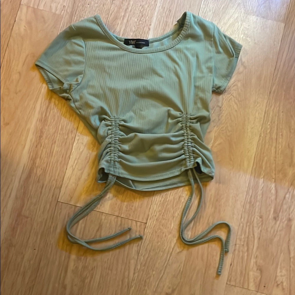 Olive Green Ruched Women's Top